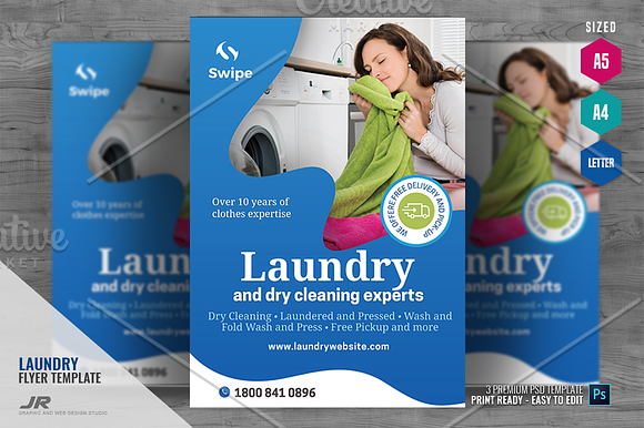 Laundry and Dry Cleaning Services in Flyer Templates - product preview 3
