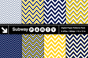 Navy Blue & Yellow Chevron Papers