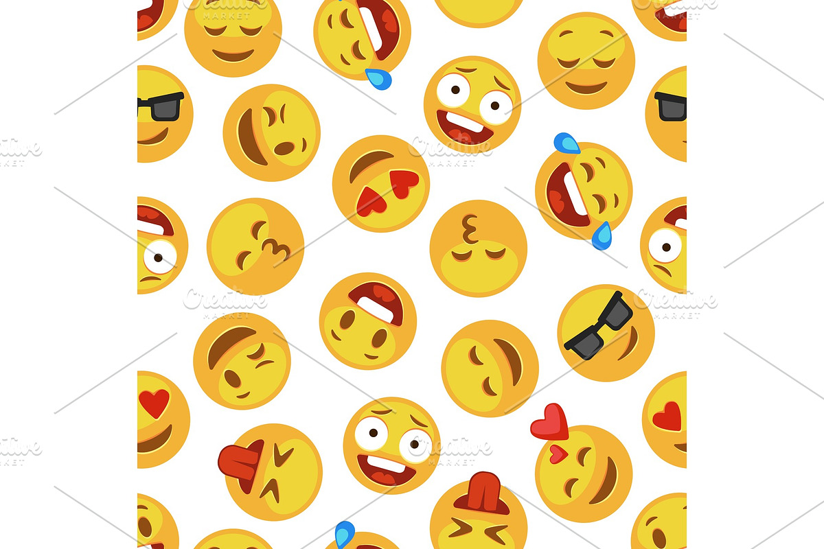 Faces emoji pattern. Funny cute in Textures - product preview 8