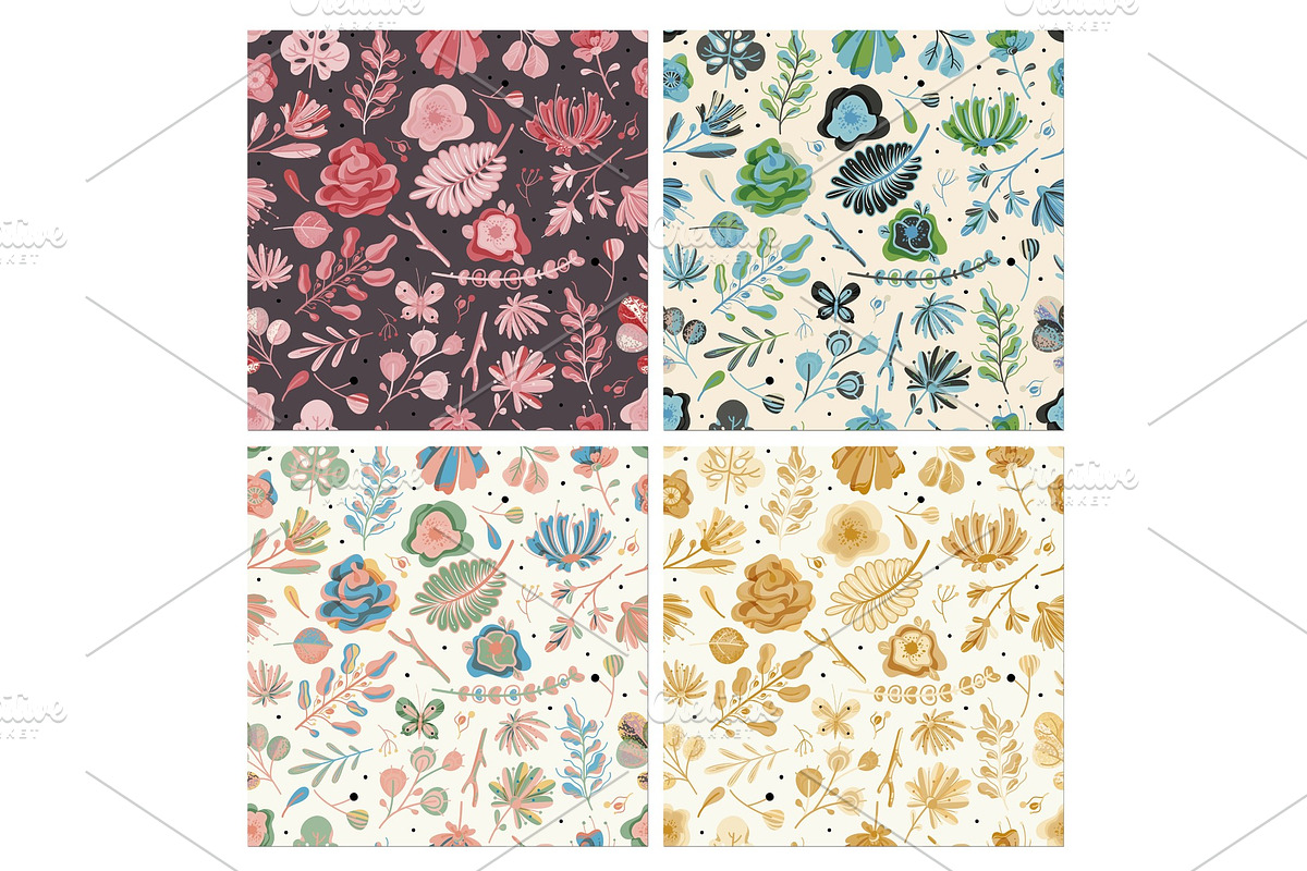 Floral seamless pattern set. Floral in Textures - product preview 8