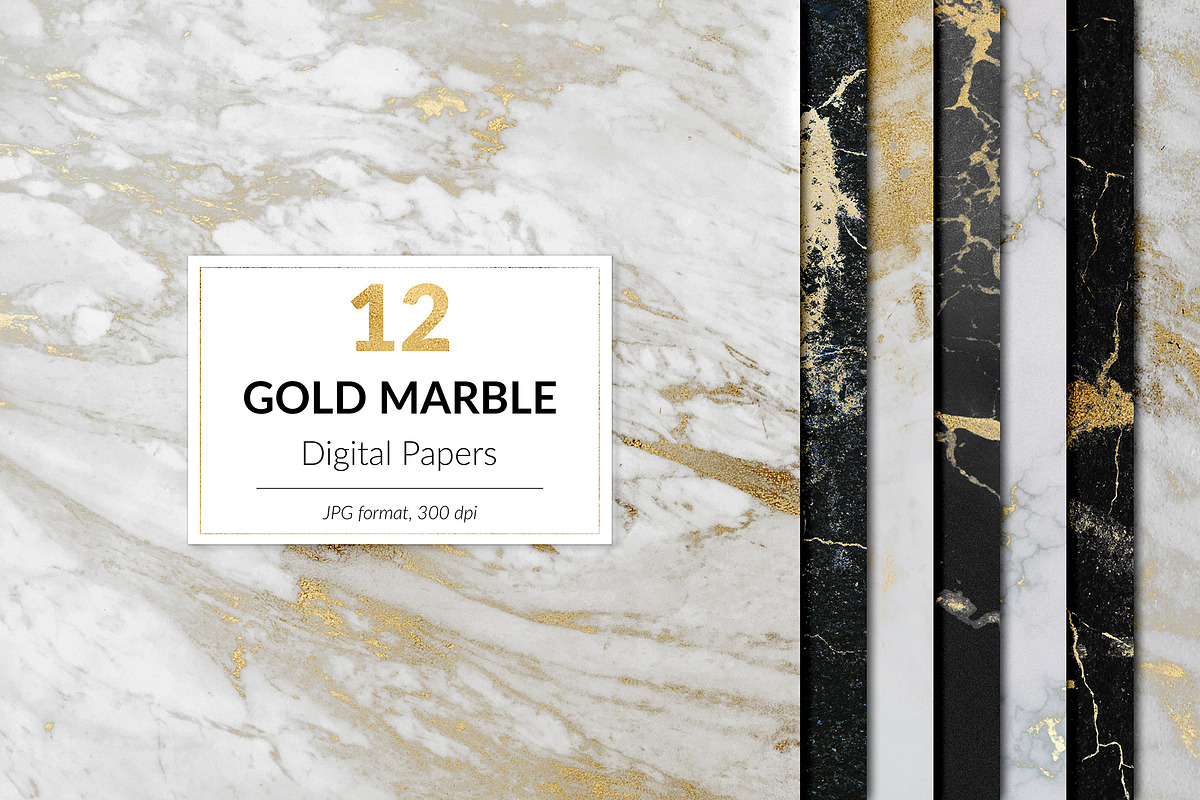 Gold Marble Digital Paper in Graphics - product preview 8