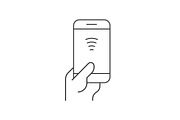 Pay by smartphone linear icon