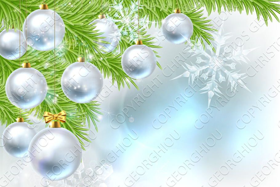 Christmas Tree Baubles Background in Illustrations - product preview 8