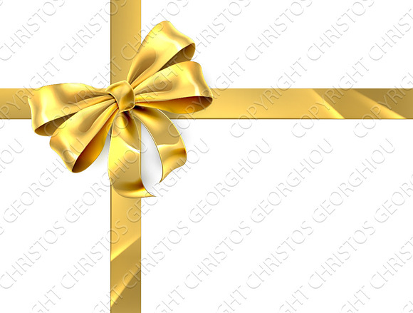 Gold Bow Ribbon Gift Ribbon in Graphics - product preview 1