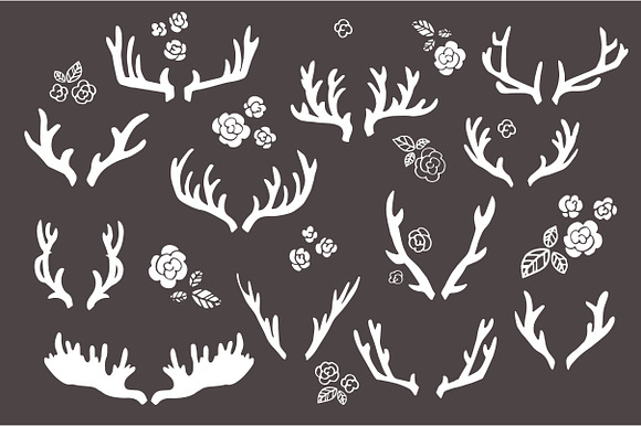Deer Antlers Clipart + Vectors Set! in Objects - product preview 2