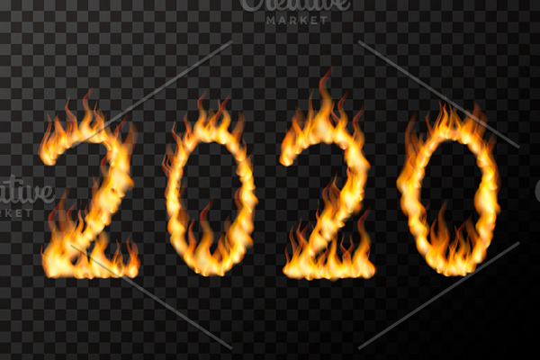 2020 year, fire lettering