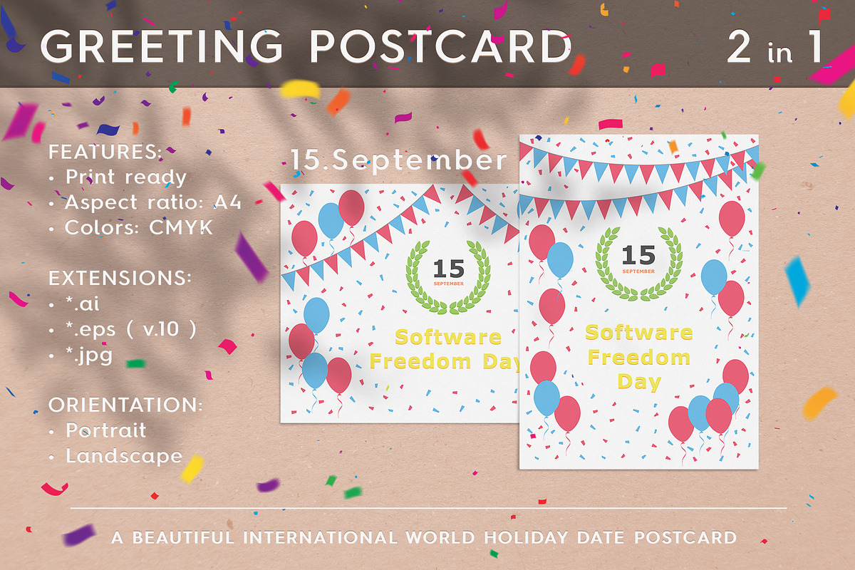 Software Freedom Day - September 15 in Postcard Templates - product preview 8