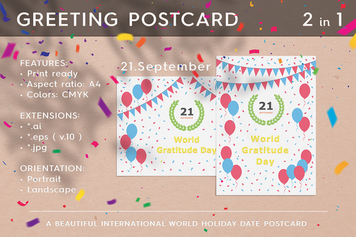 World Gratitude Day - September 21 in Postcard Templates - product preview 8