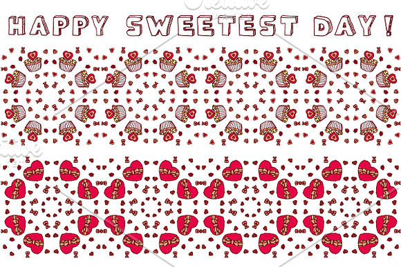 Set of seamless borders with sweets in Patterns - product preview 1
