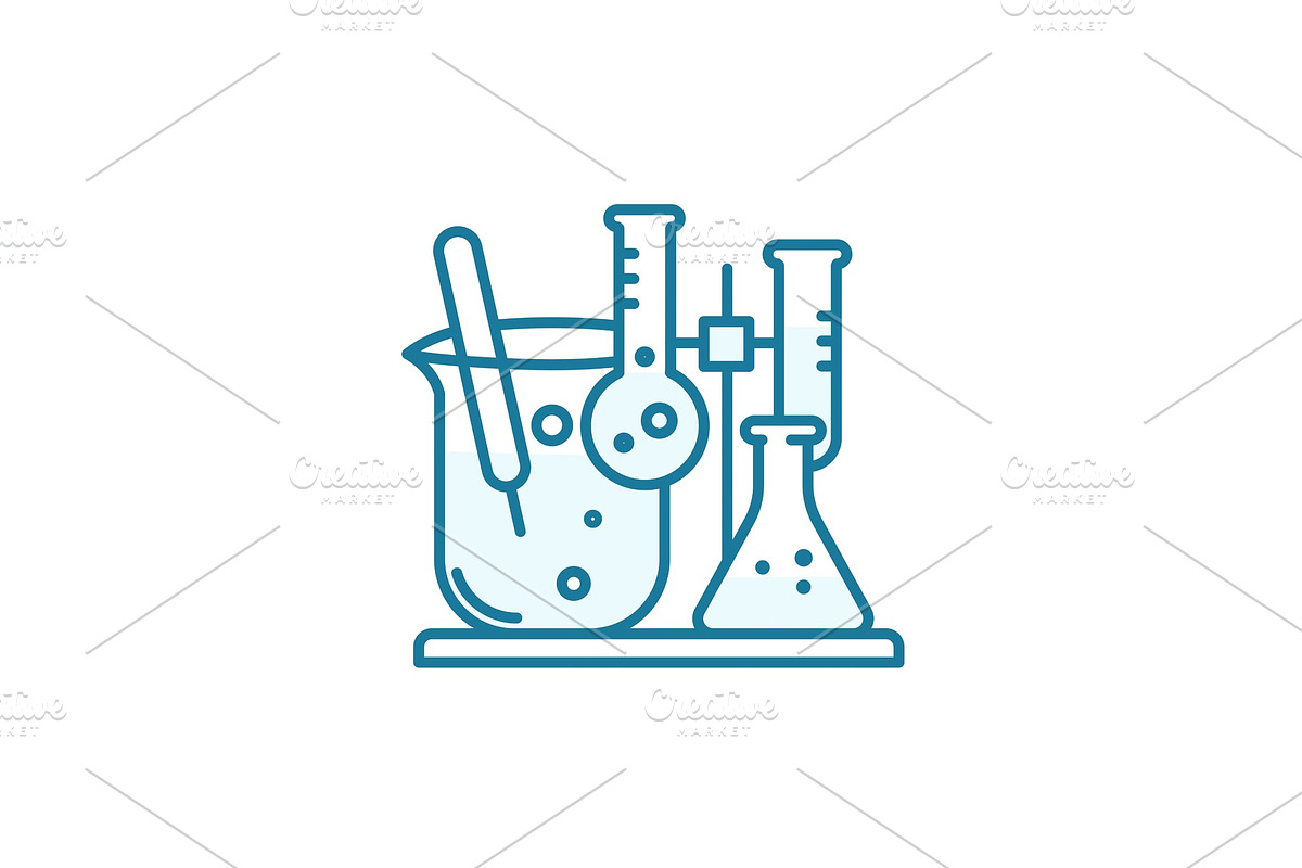 Flasks with chemical icon. Chemistry in Illustrations - product preview 8