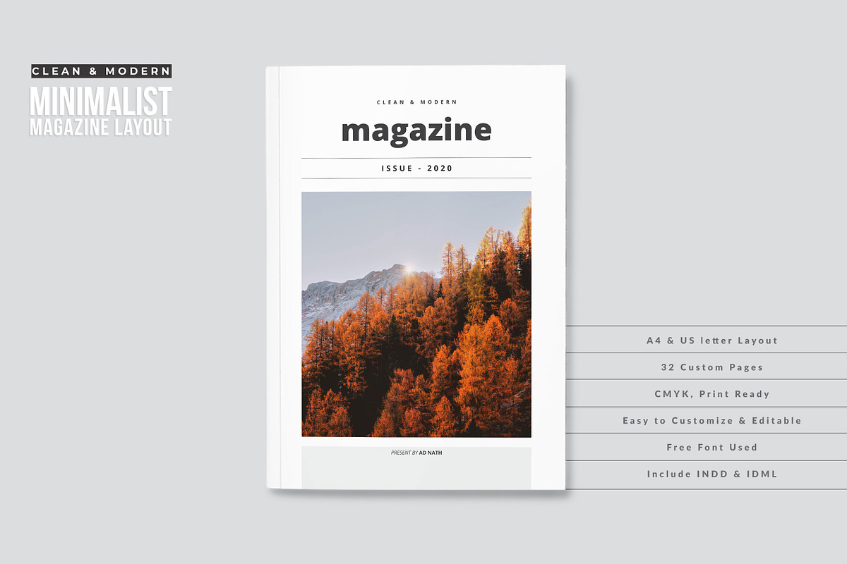 Clean & Modern Minimalist Magazine in Magazine Templates - product preview 8