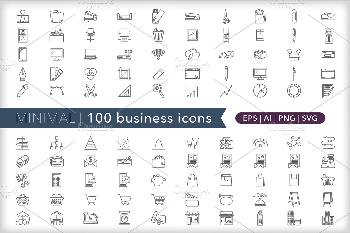 Minimal 100 business icons in Business Icons - product preview 8