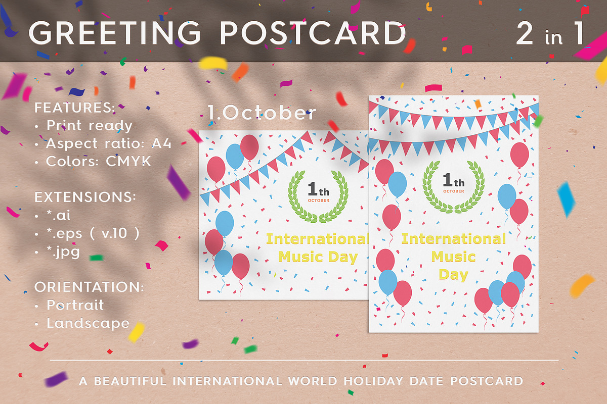 International Music Day - October 1 in Postcard Templates - product preview 8