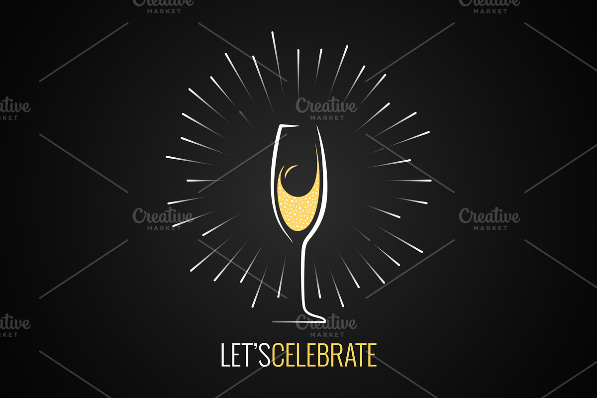 Champagne glass logo design. in Illustrations - product preview 8