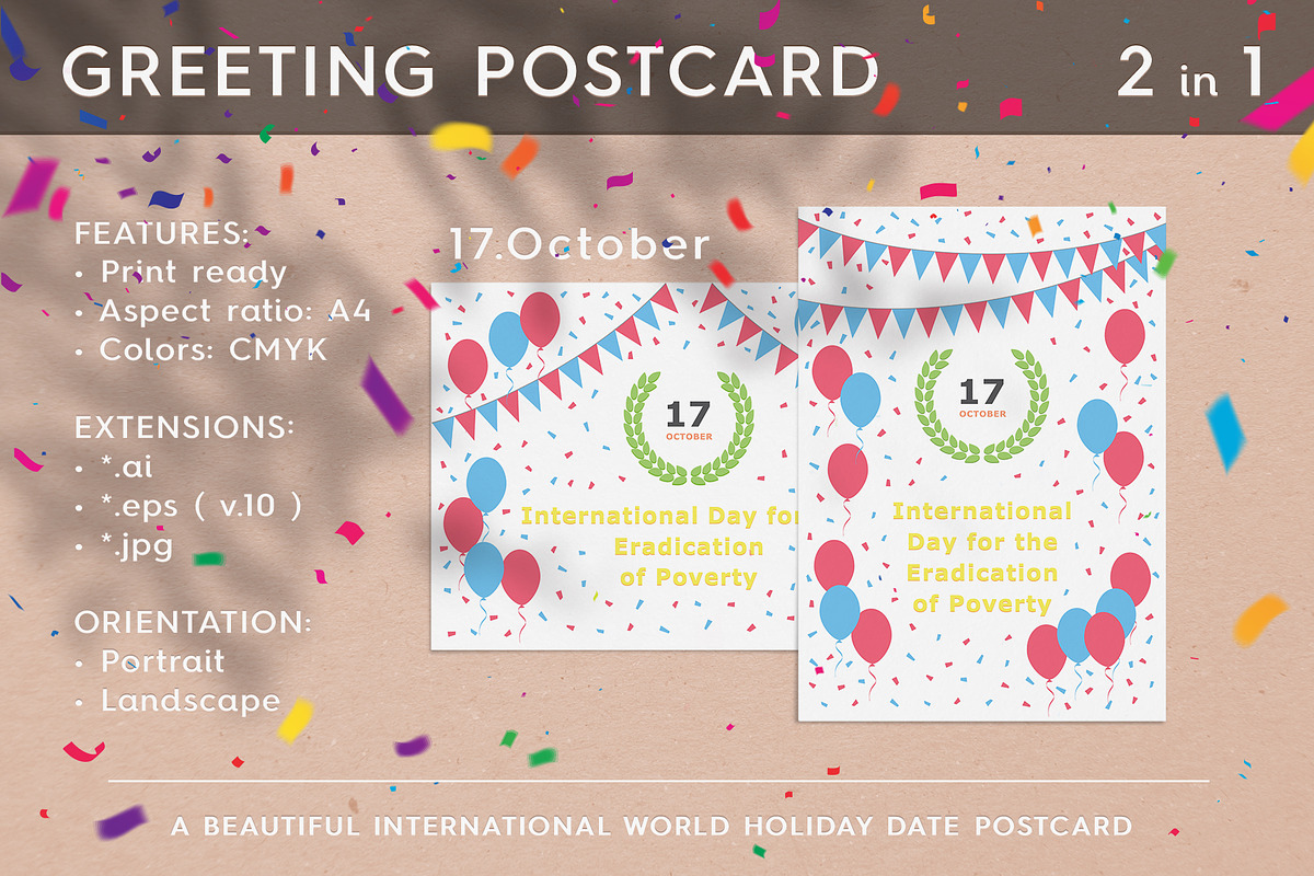 Int. Day for Eradication of Poverty in Postcard Templates - product preview 8