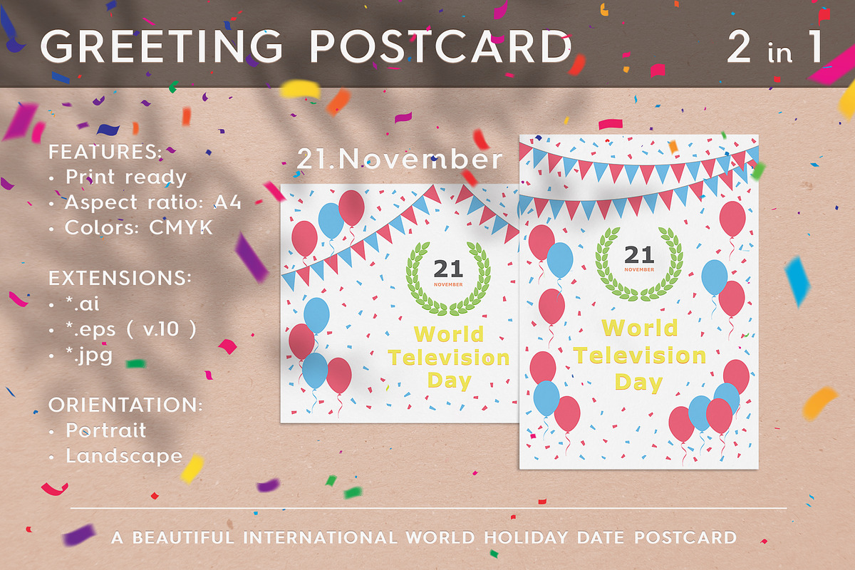 World Television Day - November 21 in Postcard Templates - product preview 8