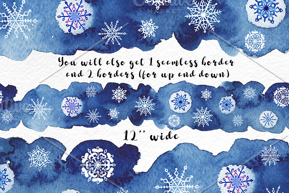 Watercolor snowflakes clipart in Illustrations - product preview 2