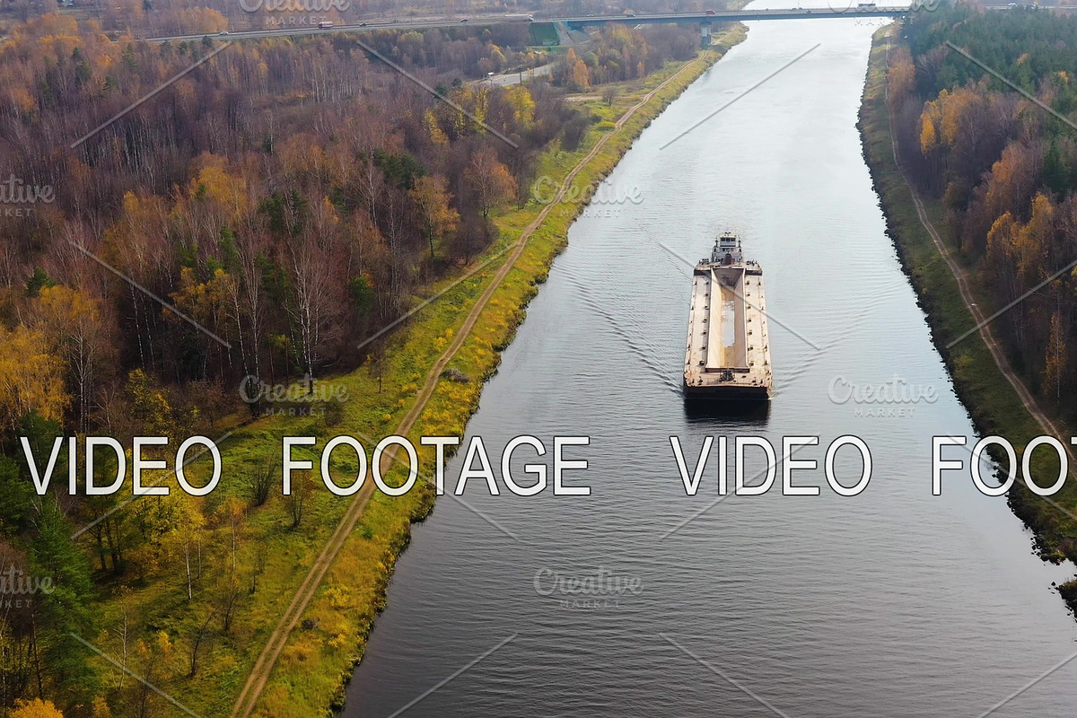 Aerial view:Barge on the river in Graphics - product preview 8