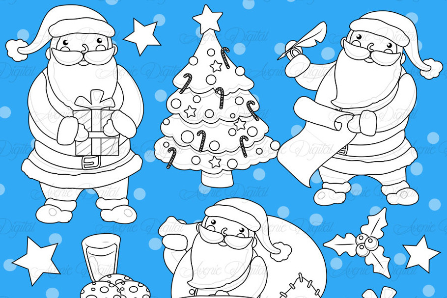 Christmas Santa Digital Stamps in Illustrations - product preview 8
