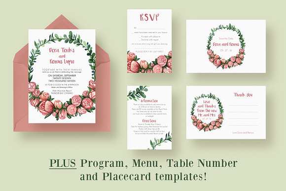 Flower Wreath Wedding Suite in Wedding Templates - product preview 2