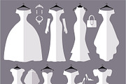 Wedding dresses flat silhouettes set