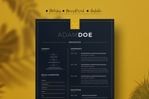 Resume Template & Business Card in Resume Templates - product preview 2