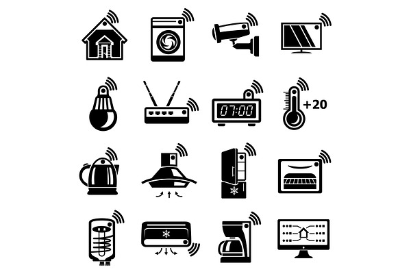 Smart home icons set, simple style