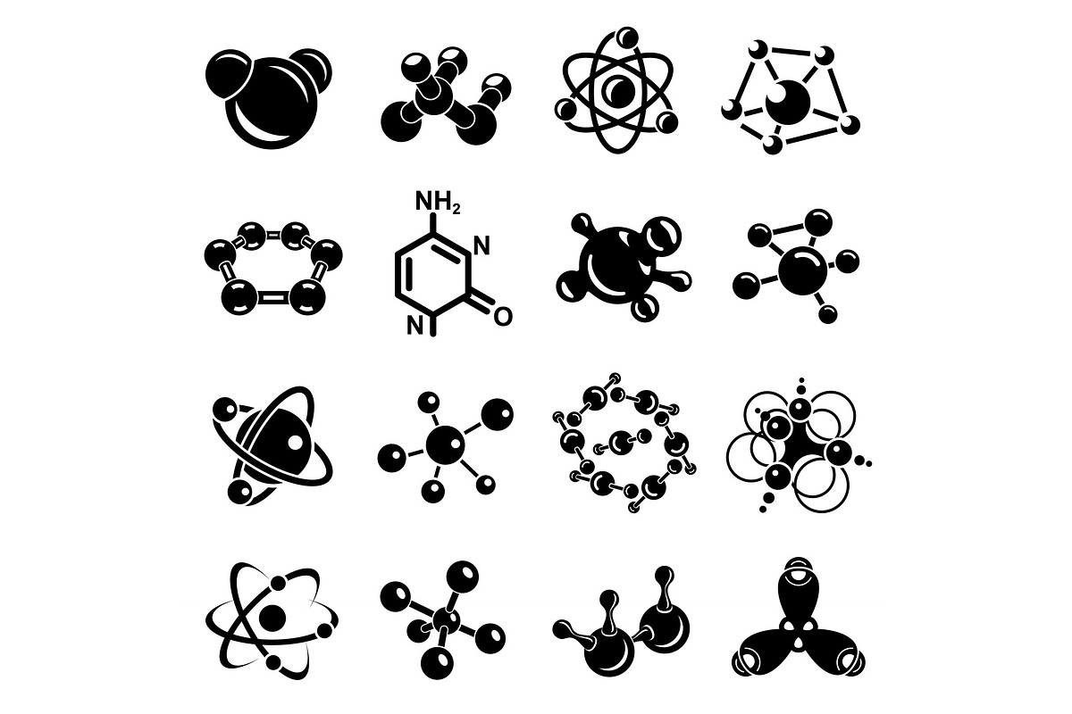 Molecule icons set, simple style in Illustrations - product preview 8