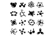 Molecule icons set, simple style