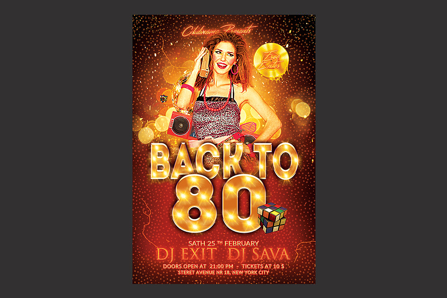 80s Party Flyer in Flyer Templates - product preview 8
