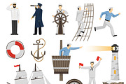 Sailing ship and cruise liner icons