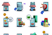 Wireless commerce services icons