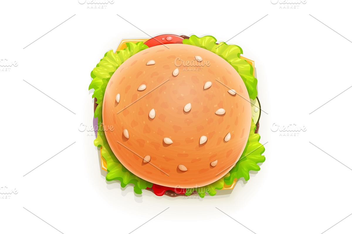 Hamburger. Fast food. Top view. in Illustrations - product preview 8