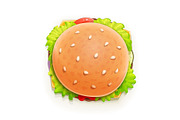 Hamburger. Fast food. Top view.