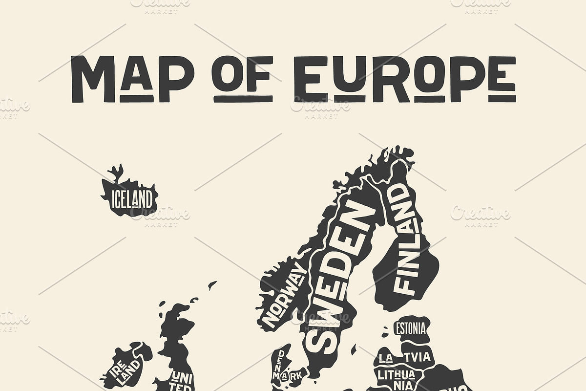 Europe, map. Poster map of the in Illustrations - product preview 8