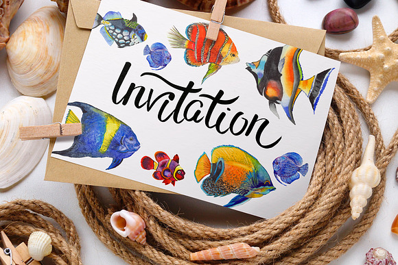 Fish illustration watercolor clipart in Illustrations - product preview 6