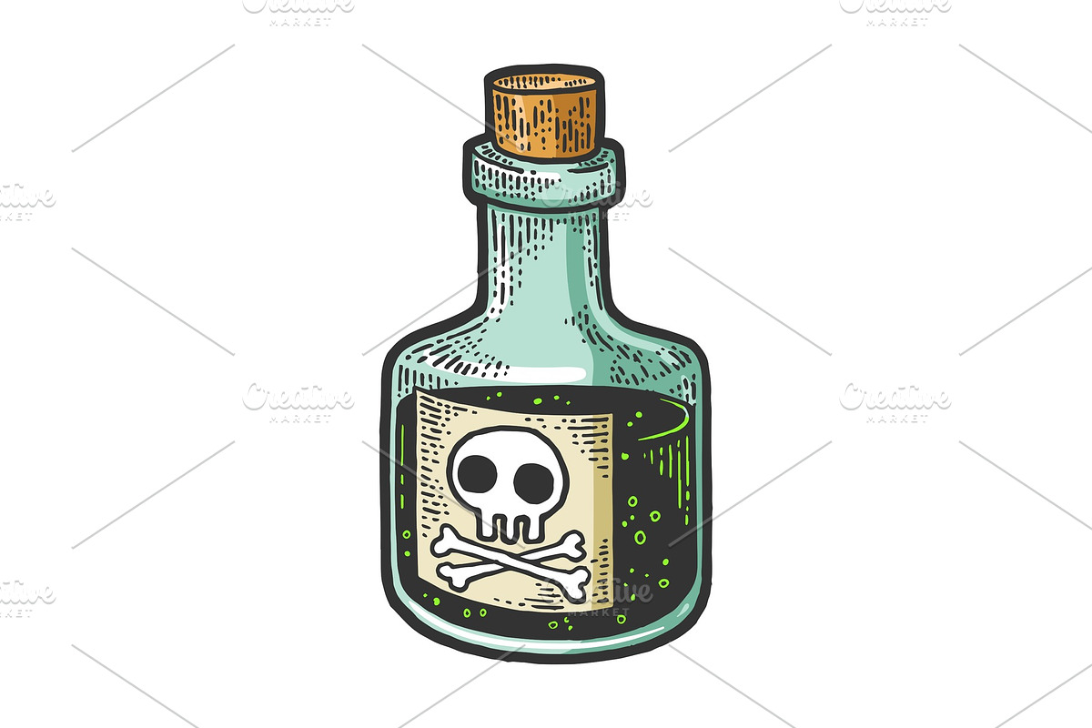 Poison venom bottle sketch vector in Objects - product preview 8