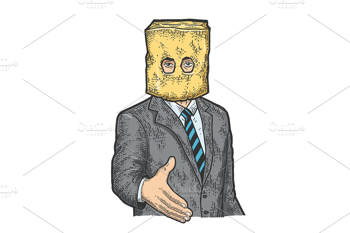 Businessman paper bag lend hand in Illustrations - product preview 8
