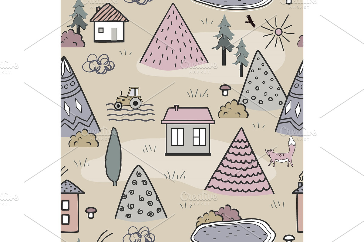 Cute doodle seamless pattern with in Illustrations - product preview 8