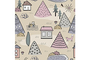 Cute doodle seamless pattern with