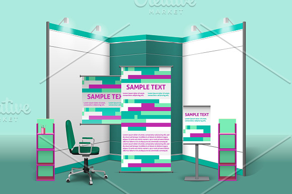 Exhibition Stand Set in Illustrations - product preview 2