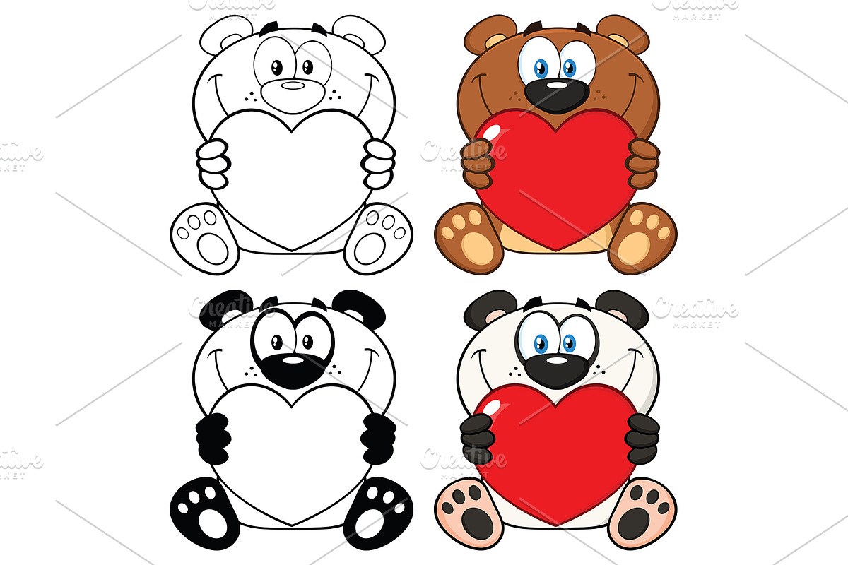 BearAnd Panda Cartoon Characters in Illustrations - product preview 8