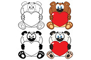 BearAnd Panda Cartoon Characters