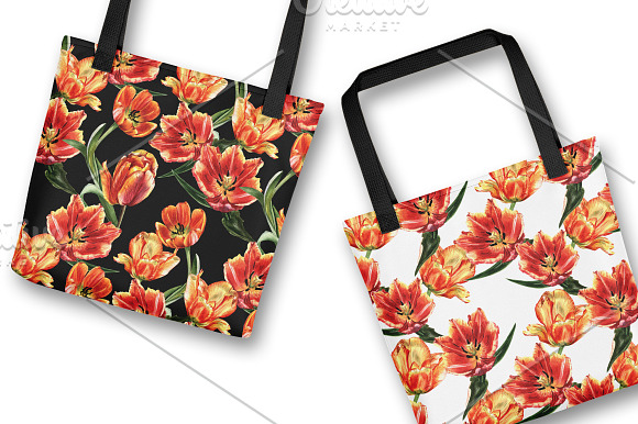 Tulip red PNG watercolor flower set in Illustrations - product preview 6