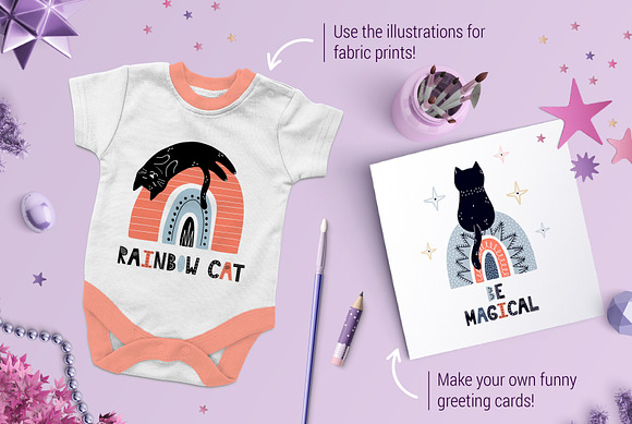 Cats and Rainbows Graphic Pack in Illustrations - product preview 4