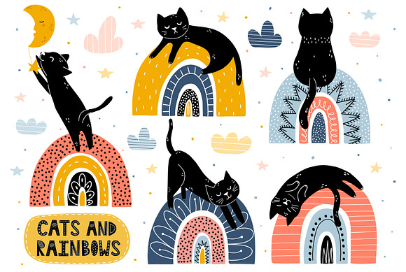 Cats and Rainbows Graphic Pack in Illustrations - product preview 10