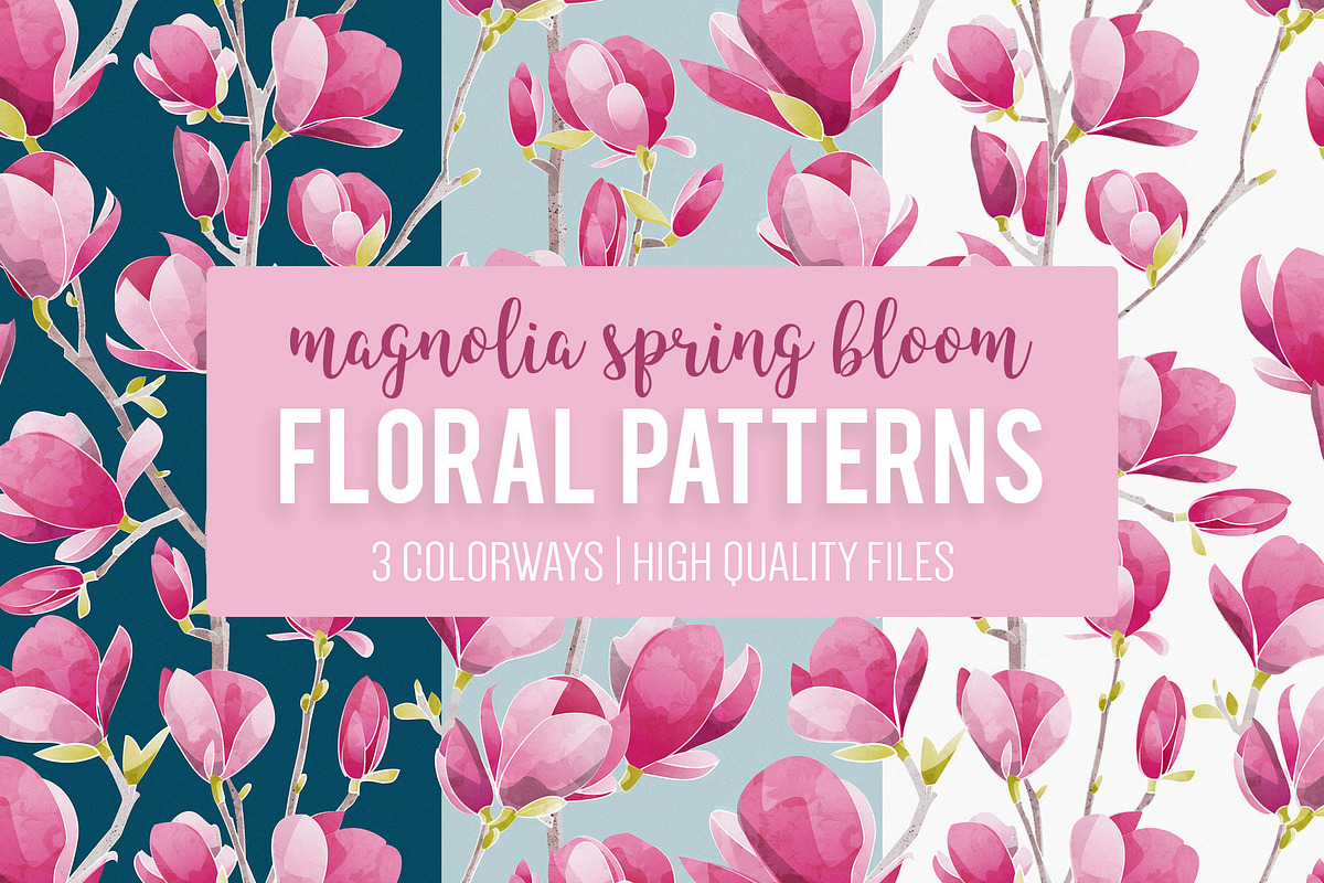 Magnolia Spring seamless patterns in Patterns - product preview 8
