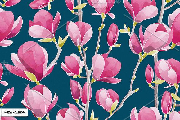 Magnolia Spring seamless patterns in Patterns - product preview 1