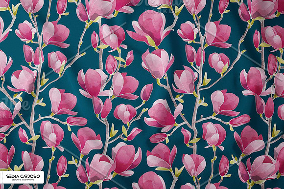 Magnolia Spring seamless patterns in Patterns - product preview 2