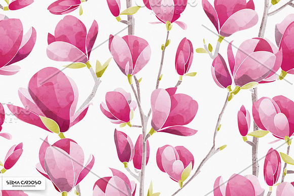 Magnolia Spring seamless patterns in Patterns - product preview 5